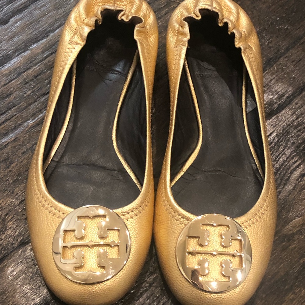 Gold Tory Burch ballet flats